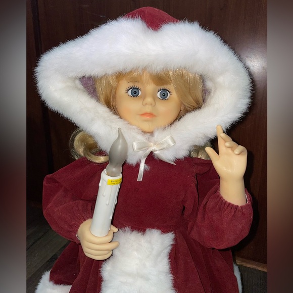 Telco Motion-ettes Animated Christmas Doll Caroler Victorian Tested 24 In - Picture 4 of 9